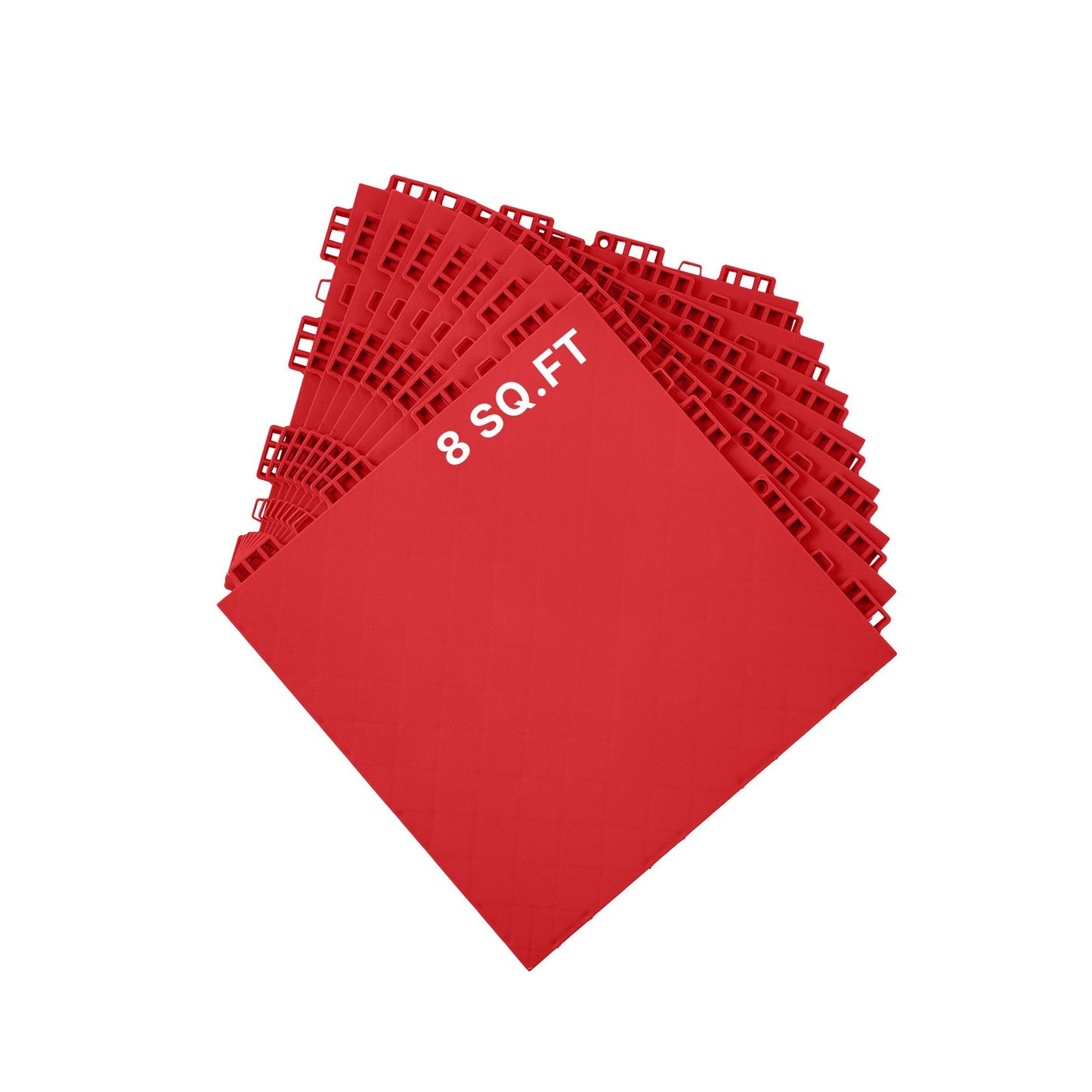 Gym Flooring Set 8 PCS Interlocking PP Puzzle Rubber Tiles Red