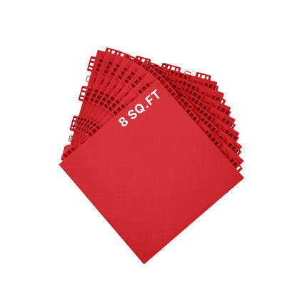Gym Flooring Set 8 PCS Interlocking PP Puzzle Rubber Tiles Red