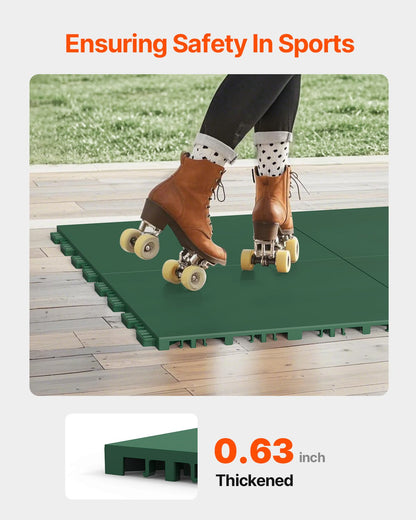 Gym Flooring Set 8 PCS Interlocking PP Puzzle Rubber Tiles Green