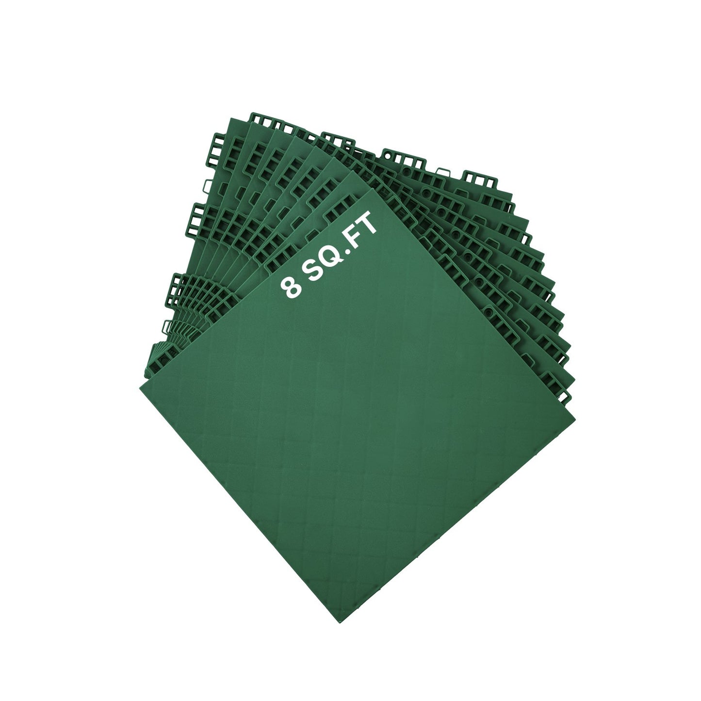Gym Flooring Set 8 PCS Interlocking PP Puzzle Rubber Tiles Green
