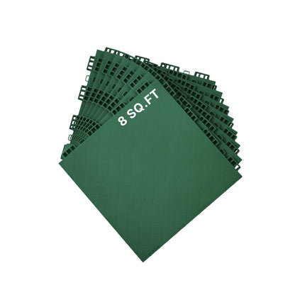 Gym Flooring Set 8 PCS Interlocking PP Puzzle Rubber Tiles Green