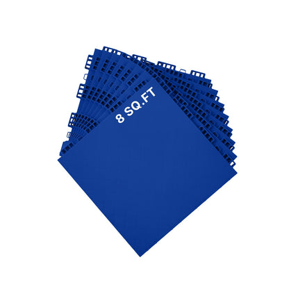 Gym Flooring Set 8 PCS Interlocking PP Puzzle Rubber Tiles Blue