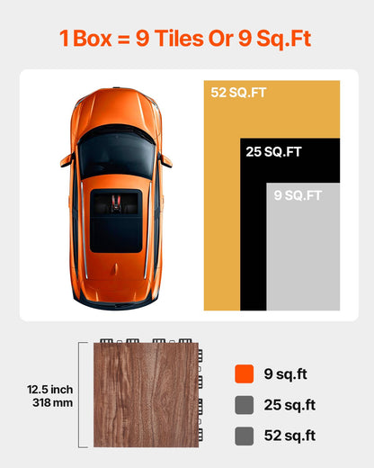 Gym Flooring Set 25 PCS Interlocking PP+PVC Puzzle Rubber Tiles