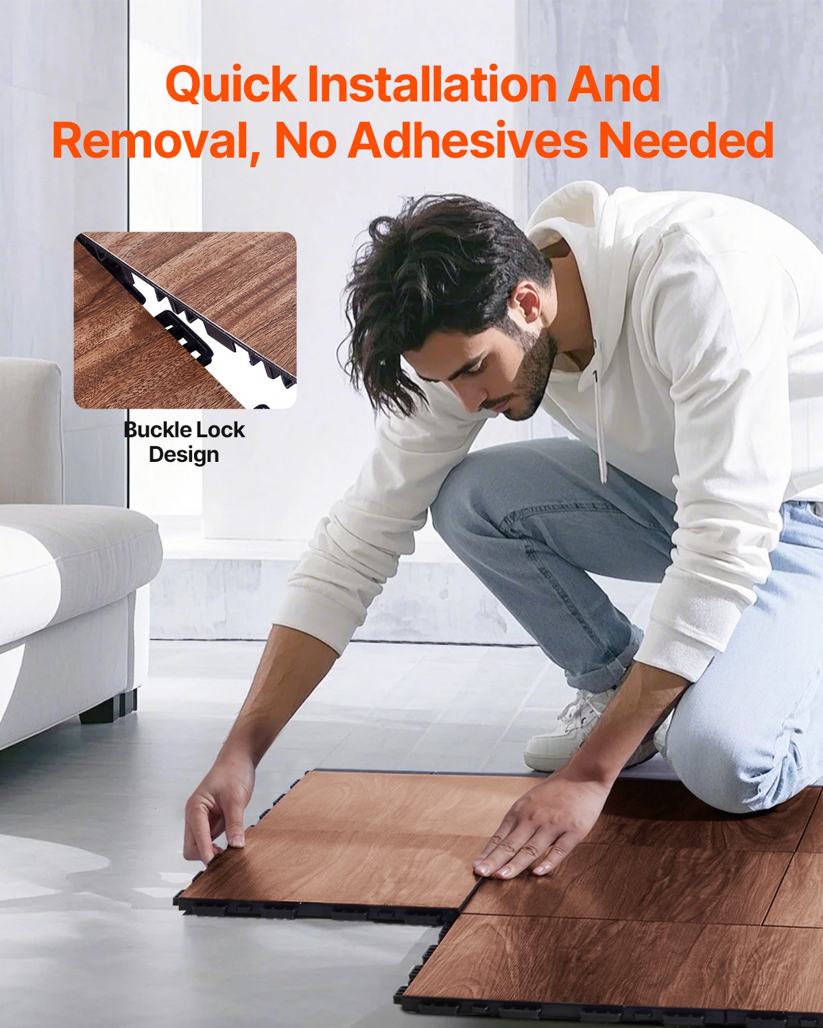 Gym Floor Set 52 PCS Interlocking PP+PVC Puzzle Rubber Tiles