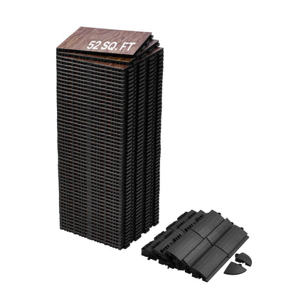 Gym Floor Set 52 PCS Interlocking PP+PVC Puzzle Rubber Tiles