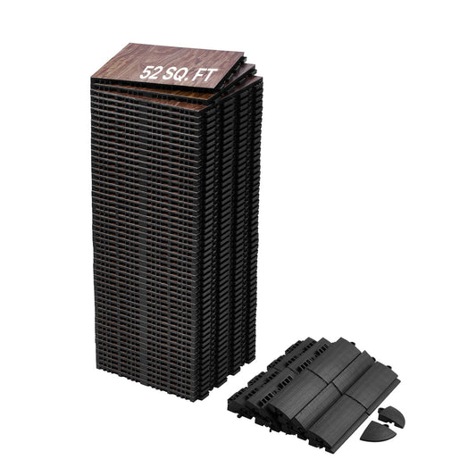 Gym Floor Set 52 PCS Interlocking PP+PVC Puzzle Rubber Tiles