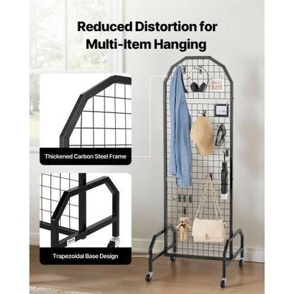 2-pack wall panel with grid 600 x 1640 mm wire rack with wheels and hooks | EU