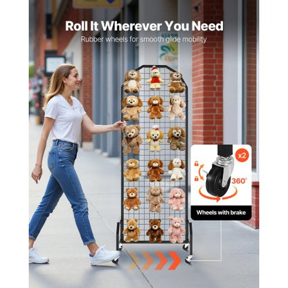 2-pack wall panel with grid 600 x 1640 mm wire rack with wheels and hooks | EU