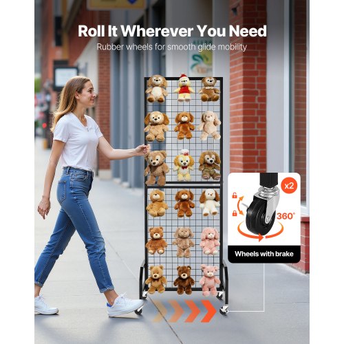 Väggpanel 600 x 1640 mm Trådställ med hjul och 10 krokar |  EU