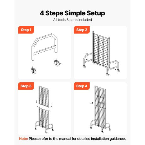Väggpanel 600 x 1640 mm Trådställ med hjul och 10 krokar |  EU