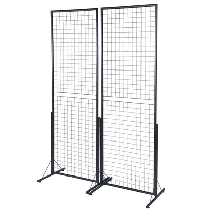 2' x 5,6' Grid Wall Panels Tower, 2-pack Wire Gridwall Display rack med T-base golvstående, dubbelsidiga Gridwall paneler för konsthantverksmässor, Retail Display med extra clips och krokar