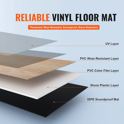 Sammankopplade vinylgolvplattor 1220 X 185 mm, 10 plattor 5,5 mm tjocka Snap Together, Naturligt träfibrer DIY-golv för kök, matsal, sovrum och badrum, lätt för heminredning