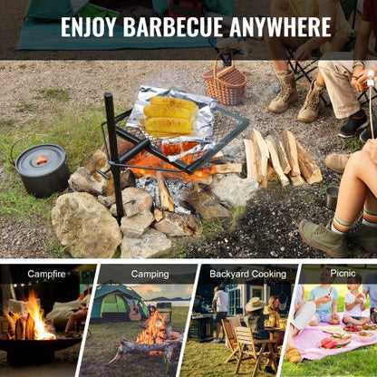 Rotatable Campfire Grill Heavy Duty Steel Open Fire Cooking Grate Adjustable | EU