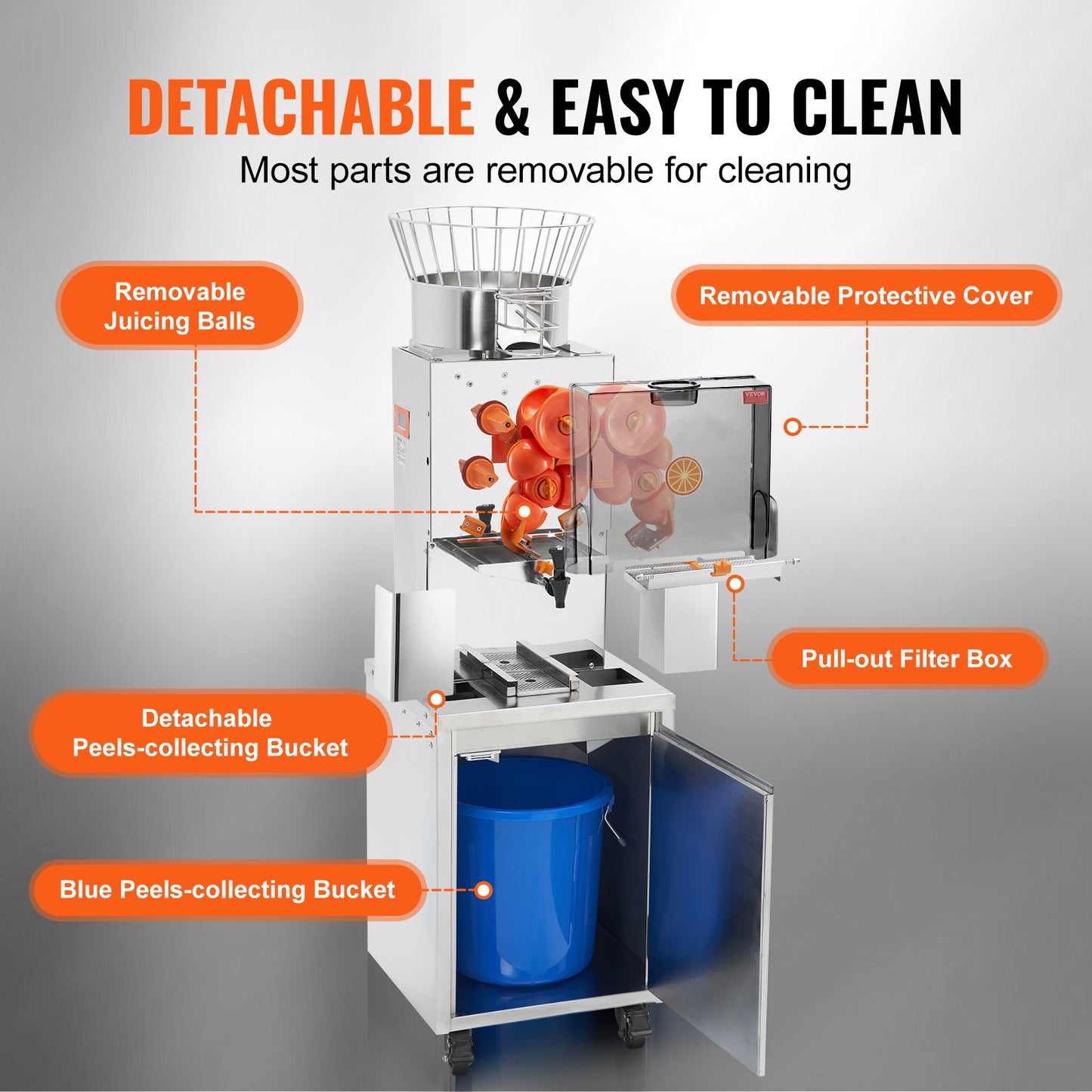 Commercial Orange Juicer Machine 120W Automatisk Juice Squeezer Extractor