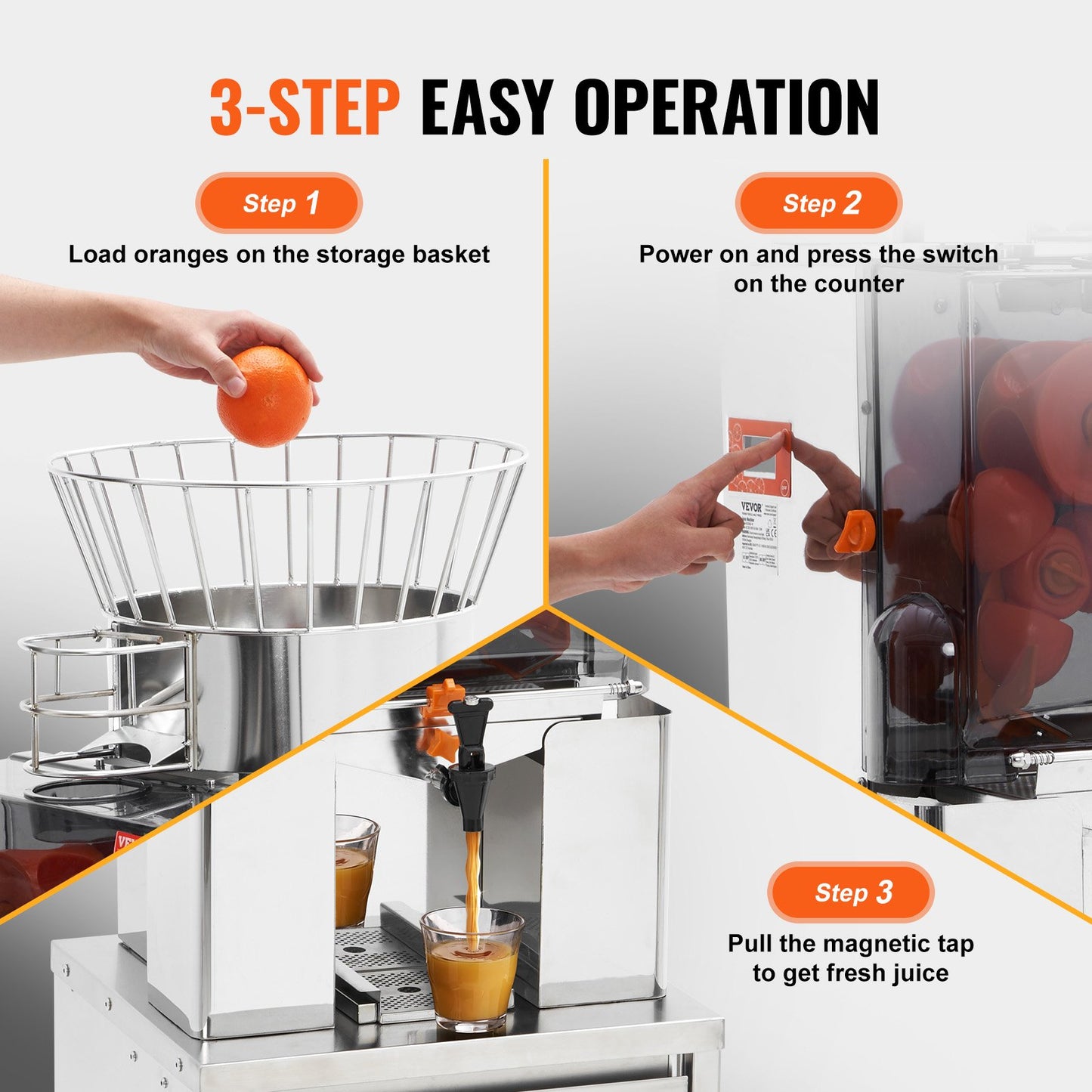Commercial Orange Juicer Machine 120W Automatisk Juice Squeezer Extractor