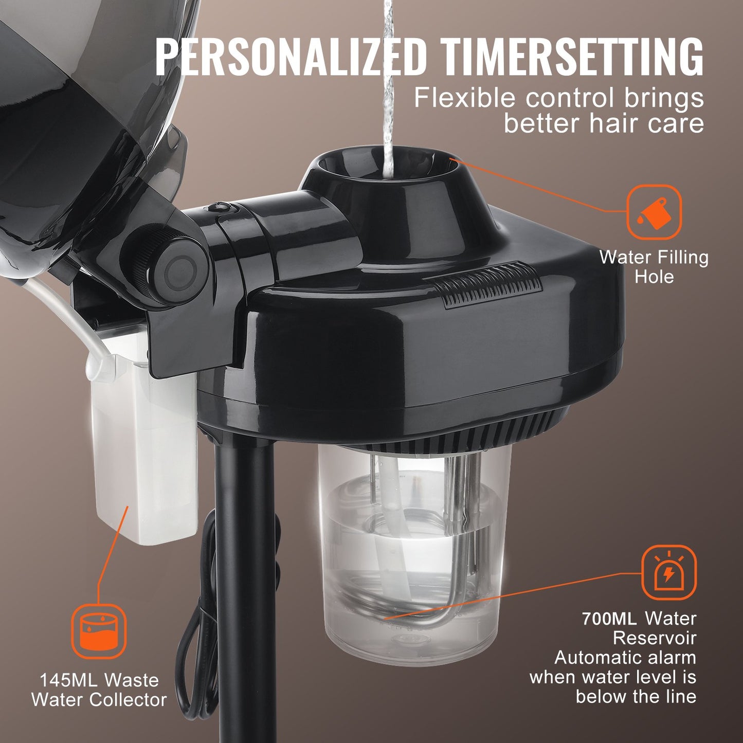 Professional Hair Steamer 11,81-tums jonisk hårångare med huva med 2 lägen