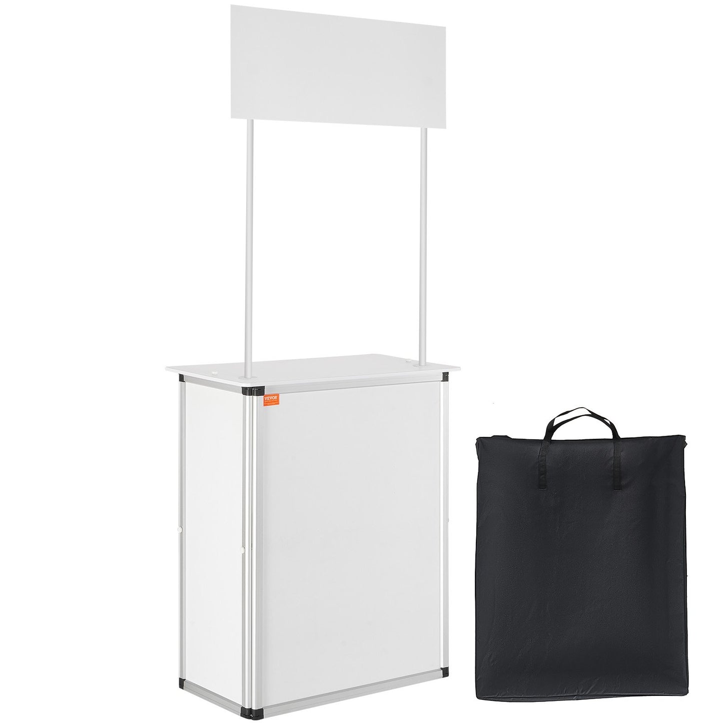 Portable Tradeshow Podium-bord, 30,91" x 14,96" x 71,46", Display Utställningsbänk monter Mässa med vägg, hopfällbar kampanj Retail Bar-bord Pop Up Podium med förvaringsställ/bärväska