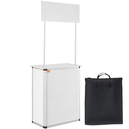 Portable Tradeshow Podium-bord, 30,91" x 14,96" x 71,46", Display Utställningsbänk monter Mässa med vägg, hopfällbar kampanj Retail Bar-bord Pop Up Podium med förvaringsställ/bärväska