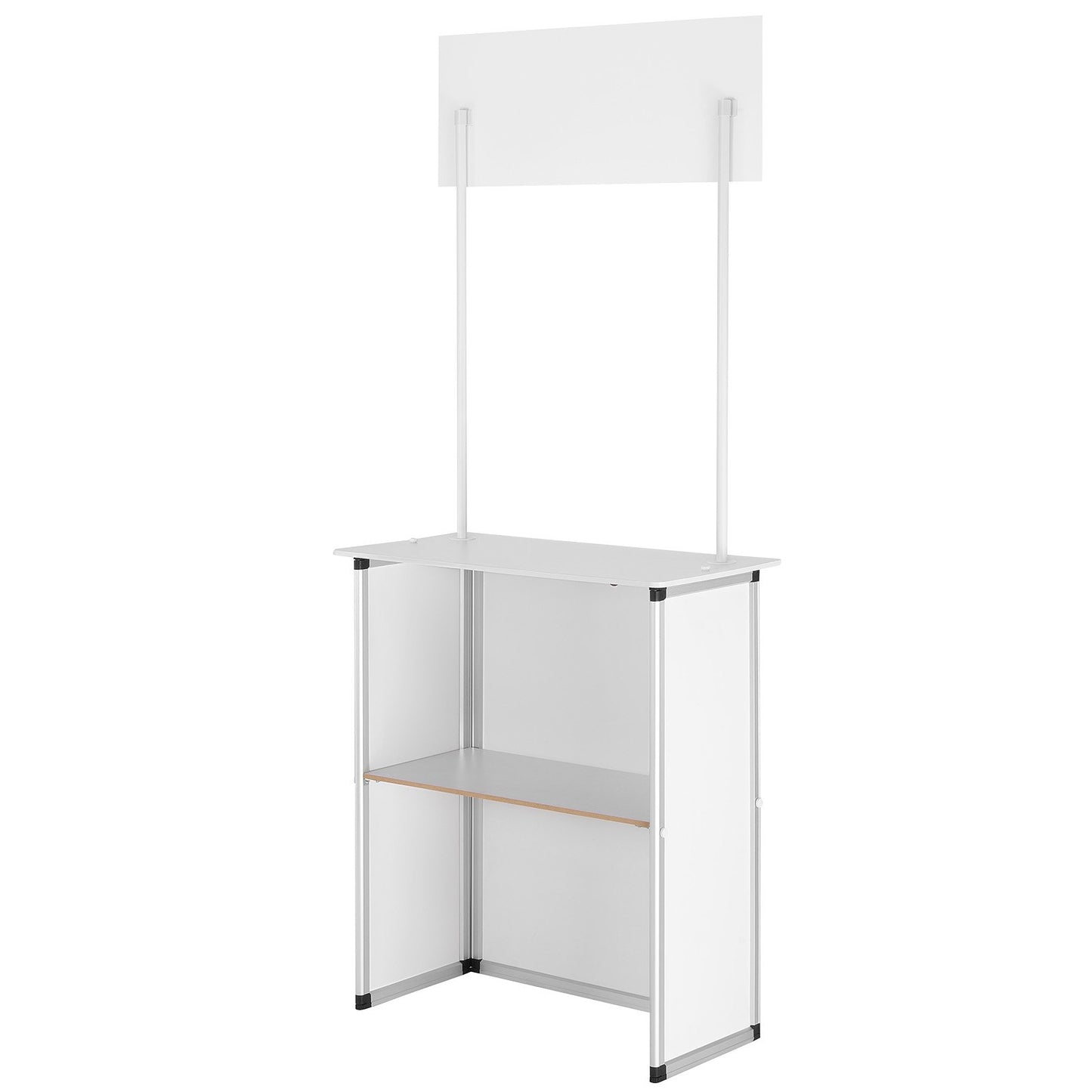Portable Tradeshow Podium-bord, 30,91" x 14,96" x 71,46", Display Utställningsbänk monter Mässa med vägg, hopfällbar kampanj Retail Bar-bord Pop Up Podium med förvaringsställ/bärväska
