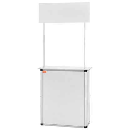 Portable Tradeshow Podium-bord, 30,91" x 14,96" x 71,46", Display Utställningsbänk monter Mässa med vägg, hopfällbar kampanj Retail Bar-bord Pop Up Podium med förvaringsställ/bärväska