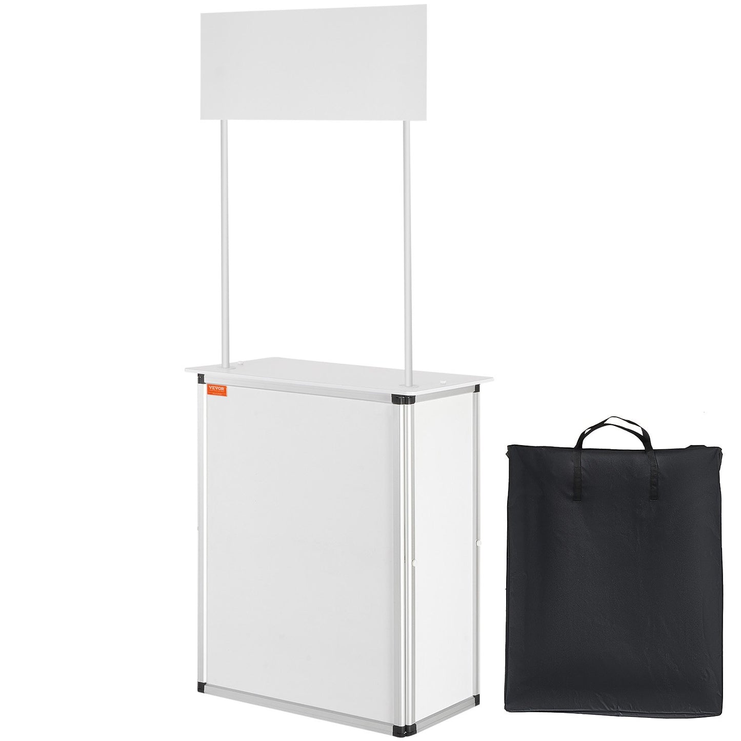 Portable Tradeshow Podium-bord, 30,91" x 14,96" x 71,46", Display Utställningsbänk monter Mässa med vägg, hopfällbar kampanj Retail Bar-bord Pop Up Podium med förvaringsställ/bärväska