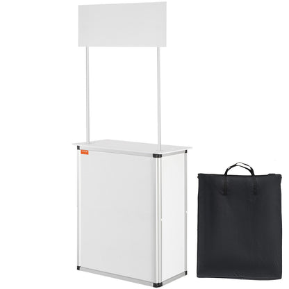 Portable Tradeshow Podium-bord, 30,91" x 14,96" x 71,46", Display Utställningsbänk monter Mässa med vägg, hopfällbar kampanj Retail Bar-bord Pop Up Podium med förvaringsställ/bärväska