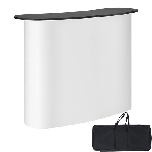 Portable Tradeshow Podium-bord, 51,18" x 18,31" x 37,4", Display Utställningsbänk monter Mässa med vägg, hopfällbar kampanj Retail Bar-bord Pop Up Podium med förvaringsställ, bärväska