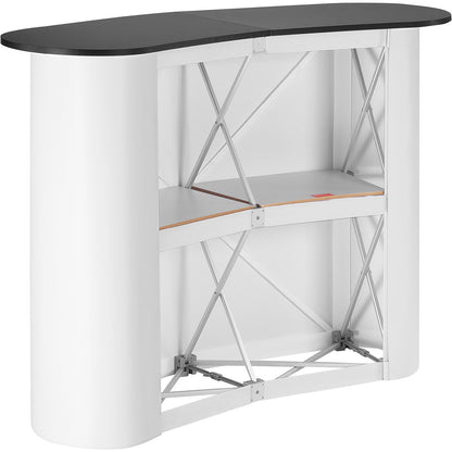 Portable Tradeshow Podium-bord, 51,18" x 18,31" x 37,4", Display Utställningsbänk monter Mässa med vägg, hopfällbar kampanj Retail Bar-bord Pop Up Podium med förvaringsställ, bärväska