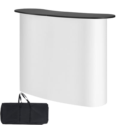 Portable Tradeshow Podium-bord, 51,18" x 18,31" x 37,4", Display Utställningsbänk monter Mässa med vägg, hopfällbar kampanj Retail Bar-bord Pop Up Podium med förvaringsställ, bärväska