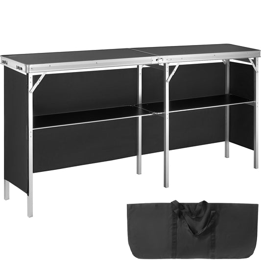 Portable Tradeshow Podium-bord, 77,95" x 15,16" x 34,65", Display Utställningsbänkmonter Mässa med vägg, hopfällbar kampanj för detaljhandelsbarbordsbord med förvaringsställ och bärväska