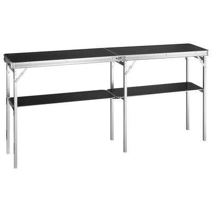 Portable Tradeshow Podium-bord, 77,95" x 15,16" x 34,65", Display Utställningsbänkmonter Mässa med vägg, hopfällbar kampanj för detaljhandelsbarbordsbord med förvaringsställ och bärväska