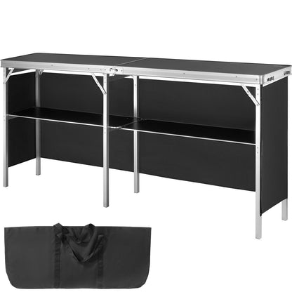 Portable Tradeshow Podium-bord, 77,95" x 15,16" x 34,65", Display Utställningsbänkmonter Mässa med vägg, hopfällbar kampanj för detaljhandelsbarbordsbord med förvaringsställ och bärväska