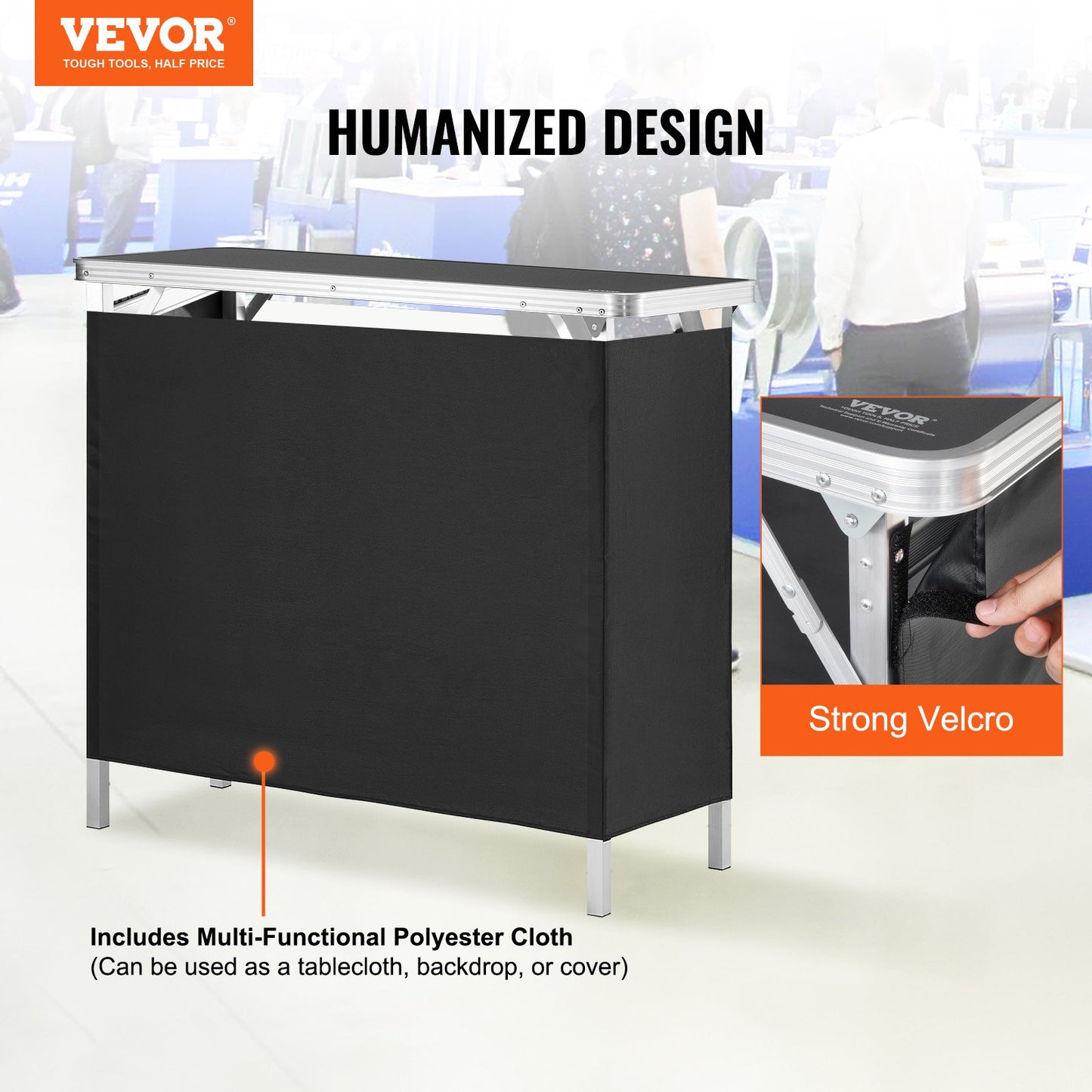 Portable Tradeshow Podium Bord, 38,39" x 15,16" x 34,25", Display Utställningsbänk monter Mässa med vägg, hopfällbar kampanj Retail Bar Bord Podium med förvaringsställ och bärväska