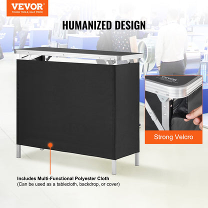 Portable Tradeshow Podium Bord, 38,39" x 15,16" x 34,25", Display Utställningsbänk monter Mässa med vägg, hopfällbar kampanj Retail Bar Bord Podium med förvaringsställ och bärväska