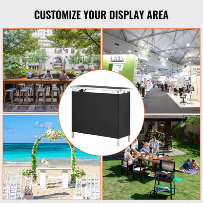 Portable Tradeshow Podium Bord, 38,39" x 15,16" x 34,25", Display Utställningsbänk monter Mässa med vägg, hopfällbar kampanj Retail Bar Bord Podium med förvaringsställ och bärväska