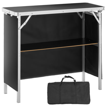 Portable Tradeshow Podium Bord, 38,39" x 15,16" x 34,25", Display Utställningsbänk monter Mässa med vägg, hopfällbar kampanj Retail Bar Bord Podium med förvaringsställ och bärväska
