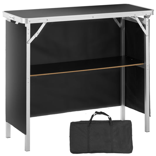 Portable Tradeshow Podium Bord, 38,39" x 15,16" x 34,25", Display Utställningsbänk monter Mässa med vägg, hopfällbar kampanj Retail Bar Bord Podium med förvaringsställ och bärväska