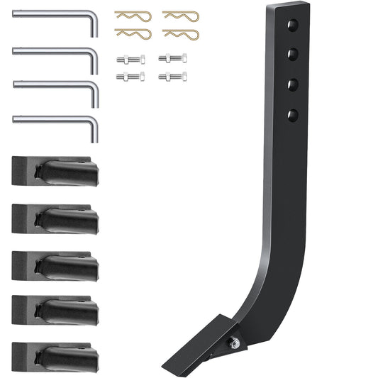 Box Blade Shank, 18" Scarifier Shank, 4 Hål Box Scraper Shank, Ripper Shank med avtagbara avsmalnande tänder och stift, justerbar skaft för utbyte, grävning, plöjning, 4 st.
