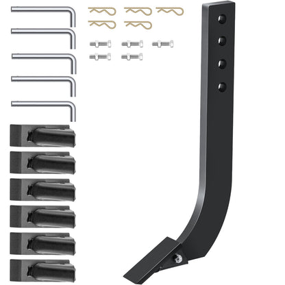 Box Blade Shank, 18" Scraper Shank, 4 hål Box Scraper Shank, Ripper Shank med löstagbara avsmalnande tänder och stift, justerbar skaft för utbyte, grävning, plöjning, 5 st.