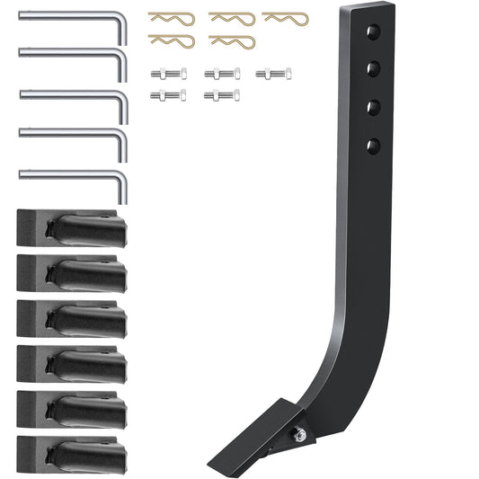 Box Blade Shank, 18" Scraper Shank, 4 hål Box Scraper Shank, Ripper Shank med löstagbara avsmalnande tänder och stift, justerbar skaft för utbyte, grävning, plöjning, 5 st.