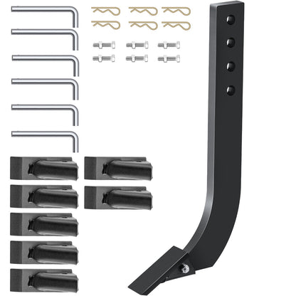 Box Blade Shank, 18" Scarifier Shank, 4 Hål Box Scraper Shank, Ripper Shank med avtagbara avsmalnande tänder och stift, justerbar skaft för utbyte, grävning, plöjning, 6 st.