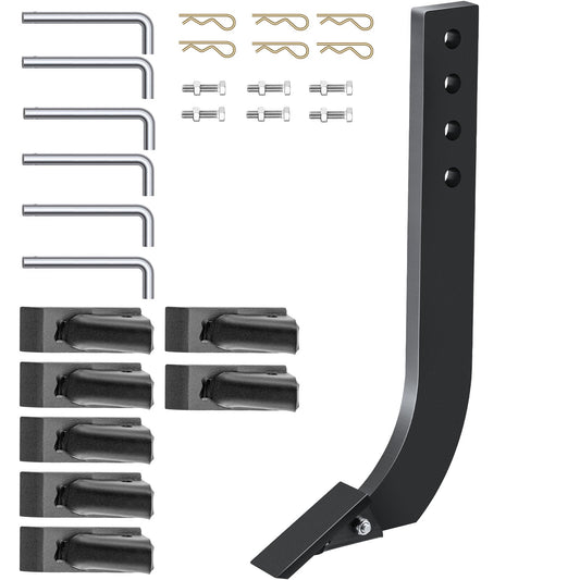 Box Blade Shank, 18" Scarifier Shank, 4 Hål Box Scraper Shank, Ripper Shank med avtagbara avsmalnande tänder och stift, justerbar skaft för utbyte, grävning, plöjning, 6 st.
