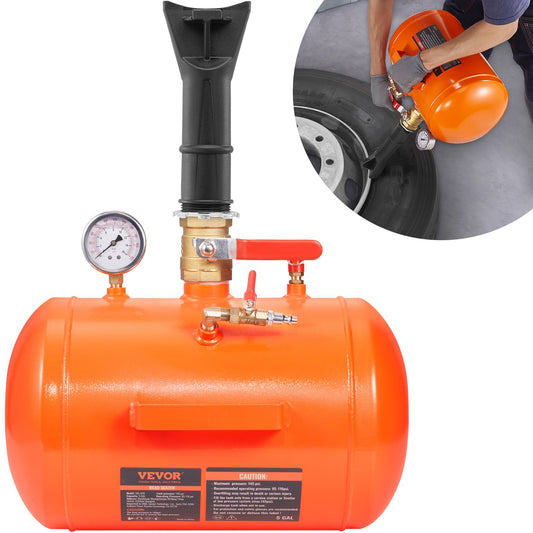 Tire Bead Blaster, 5 gallon/19L kapacitet, inkluderar tryckmätare och handtag, 145 PSI Max uppblåsningstank, fungerar mellan 85-116 PSI för bilar, lastbilar och terränghjulingar