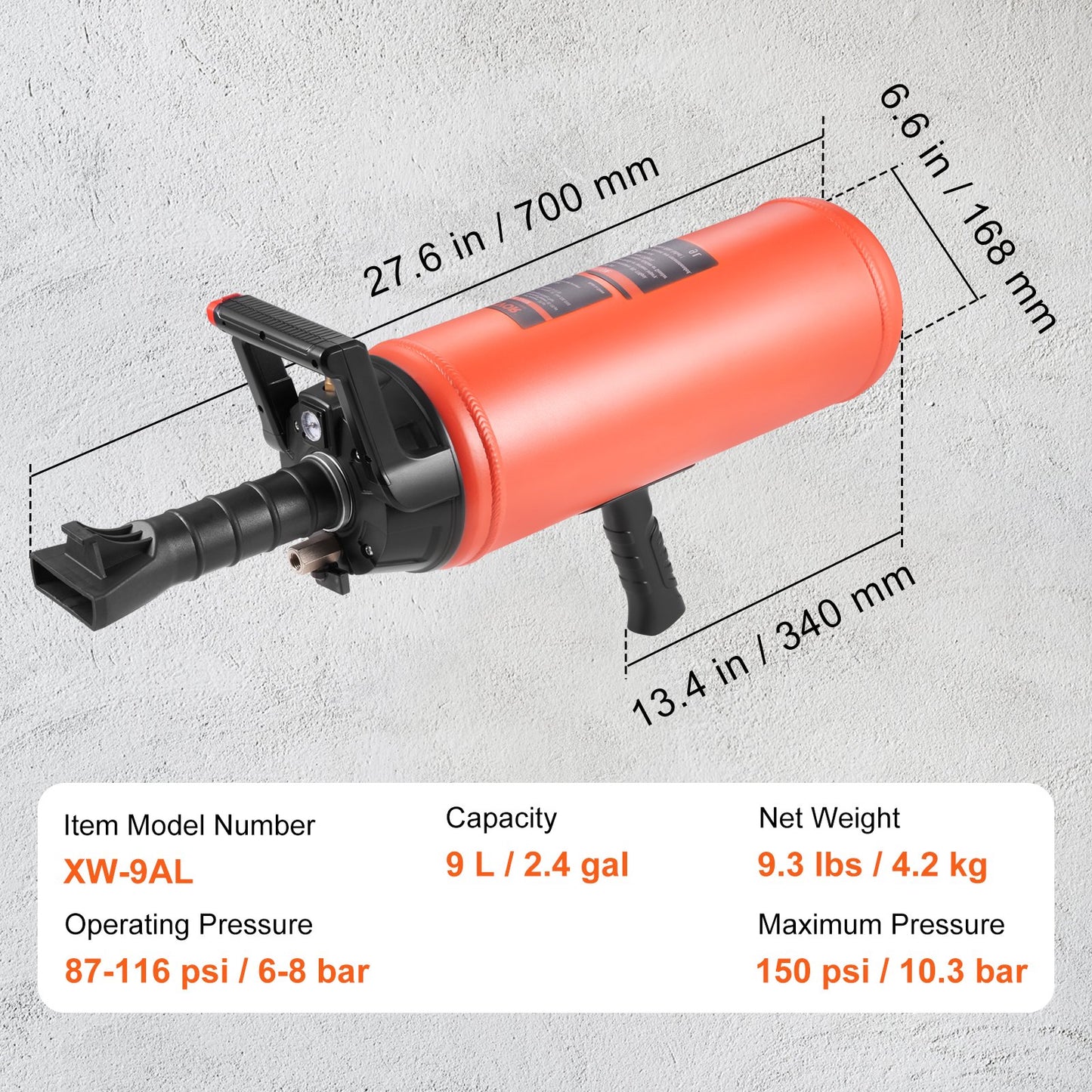Reifenwulst-Blaster, 150 PSI, tragbarer 2,4 Gal/9 L Luftwulst-Sitzer, tragbares Aufblaswerkzeug, 87–116 PSI für LKW-, ATV-, Auto- und Traktorreifenreparaturen