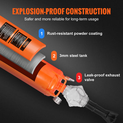 Tire Bead Setter, 8L kapacitet, 120 PSI Air Bead Blaster, handhållen och bärbar uppblåsningsenhet, 85-116 PSI för lastbilar, traktorer, terränghjulingar och bilar