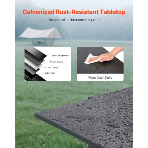 Utbyggbart matbord för utomhusbruk, 80-160 cm rektangulära bistrobord för 4-6 personer, aluminiumram, metallstål, stora vädertåliga möbler för gräsmatta, veranda, mörkgrå |  EU