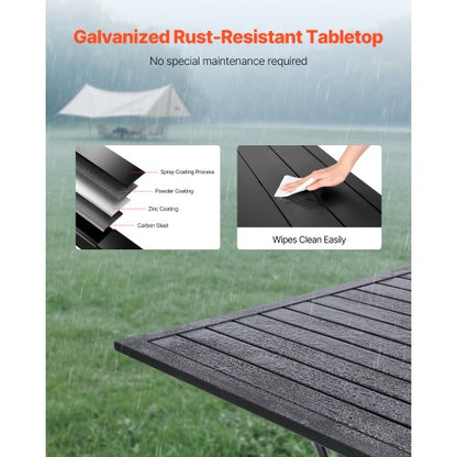Matbord för utomhusbruk, 94 cm fyrkantiga bistrobord i metall och stål, med 38 mm paraplyhål, stora utomhusmöbler i alla väder för gräsmatta, veranda, svart |  EU