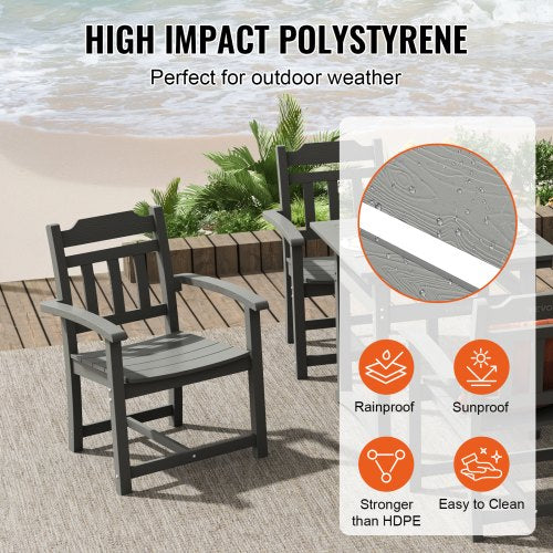 5 delar uteplats matsalsset, Utomhus fyrkantiga möbler Bord och stolar, All Weather Trädgårdsmöbler bordsset, HIPS Small Patio Conversation Set, för gräsmatta, däck, bakgård, poolside, ljusgrå |  EU