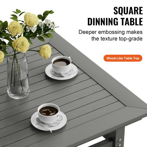 5 delar uteplats matsalsset, Utomhus fyrkantiga möbler Bord och stolar, All Weather Trädgårdsmöbler bordsset, HIPS Small Patio Conversation Set, för gräsmatta, däck, bakgård, poolside, ljusgrå |  EU