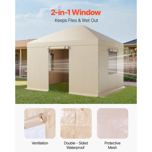 Vinterpaviljongöverdrag passar 3,07 x 3,67 m paviljonger med hård tak, allväderspaviljongöverdrag med sidoväggar och fönster, högdensitets PE-material, slutna förvaringsskydd, paviljonger ingår ej |  EU